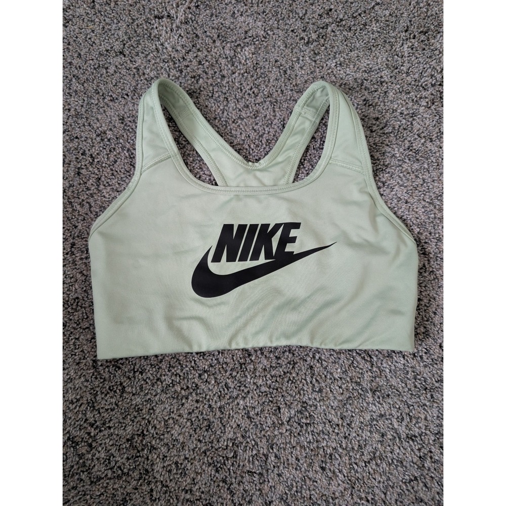 Nike Dri-FIT Futura Sports Bra Sage Green Racerback Logo Top Womens Small